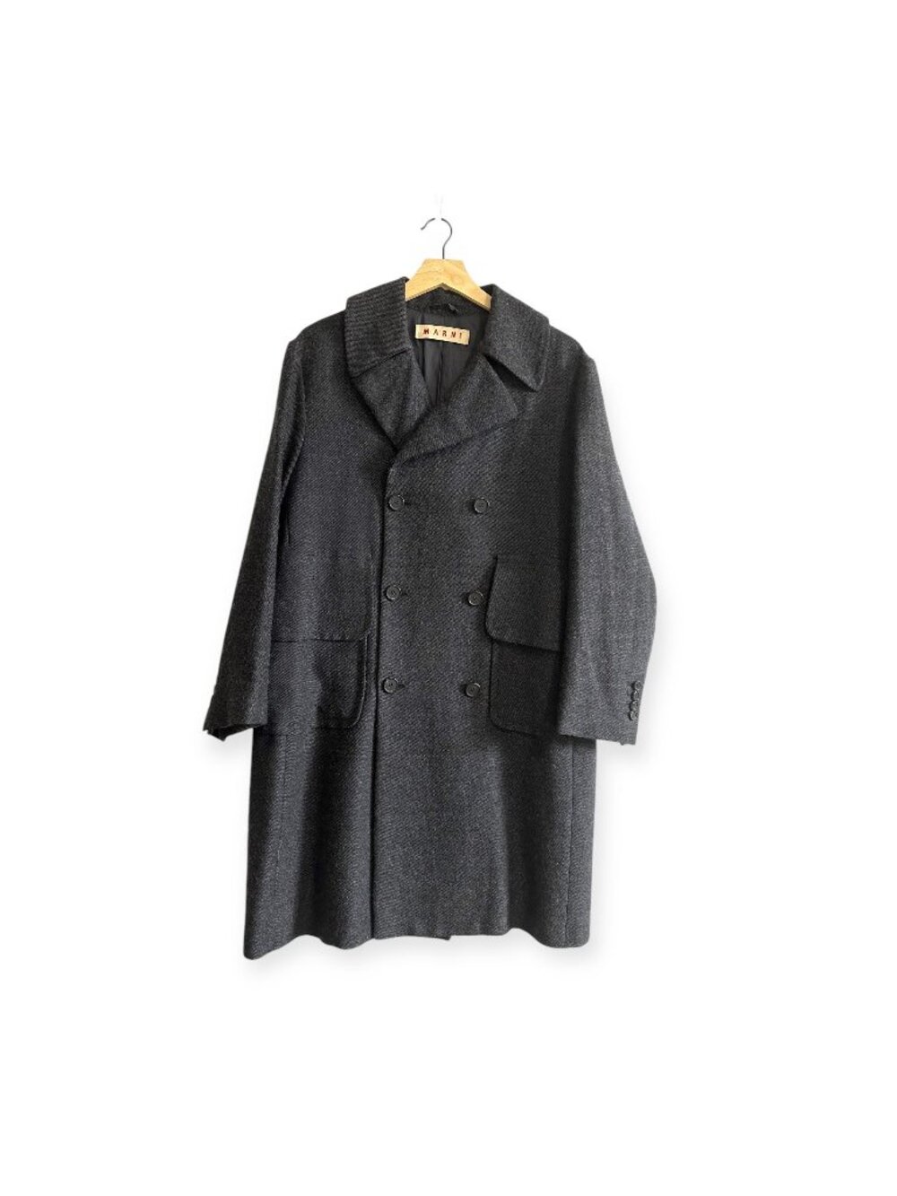 Marni Gray Wool Double Breasted Coat IT44 Consuelo Era Oversized